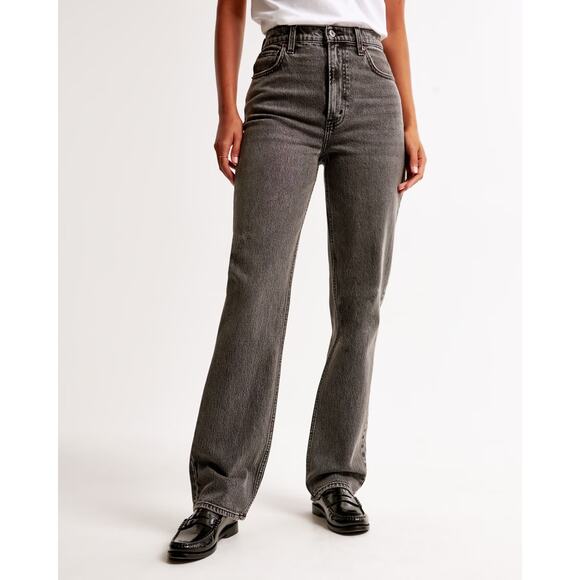 Abercrombie & Fitch The 90's Ultra High Rise Straight Jeans‎ Black Size 26 - Picture 2 of 9